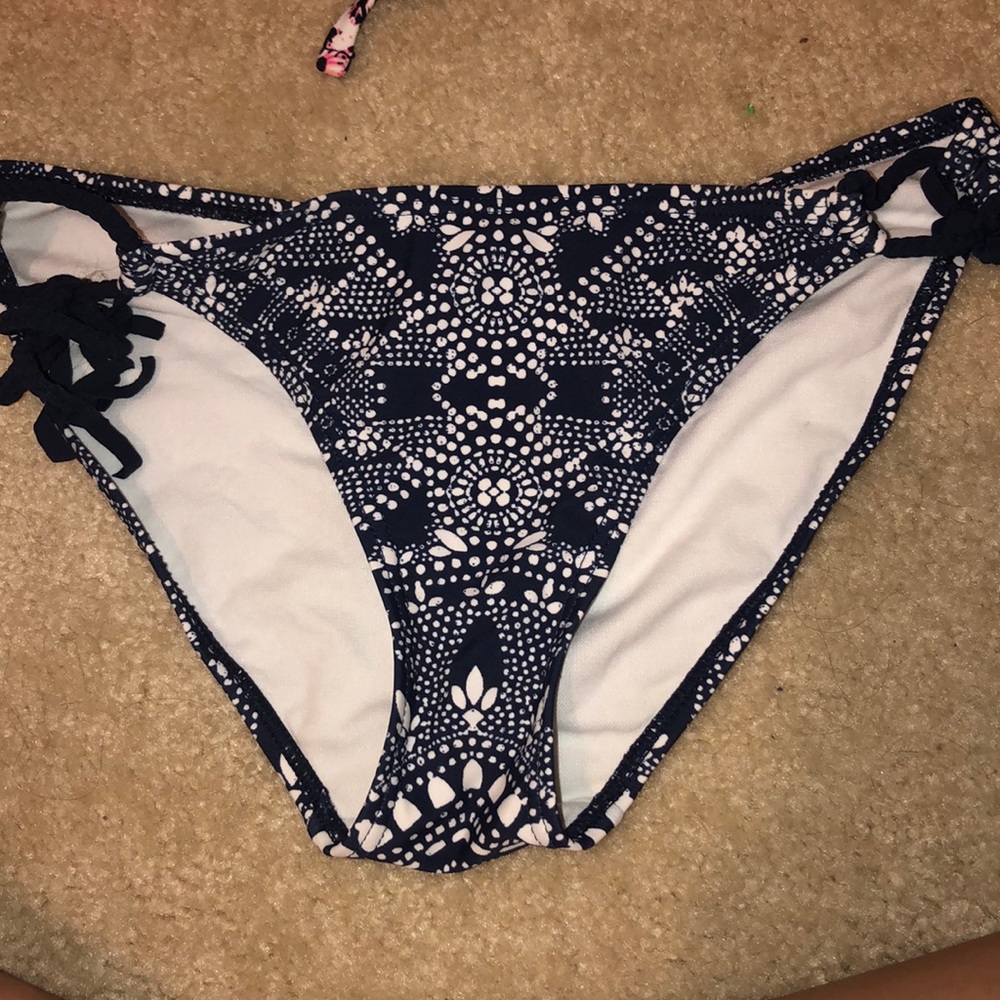 Blue and white bikini bottoms